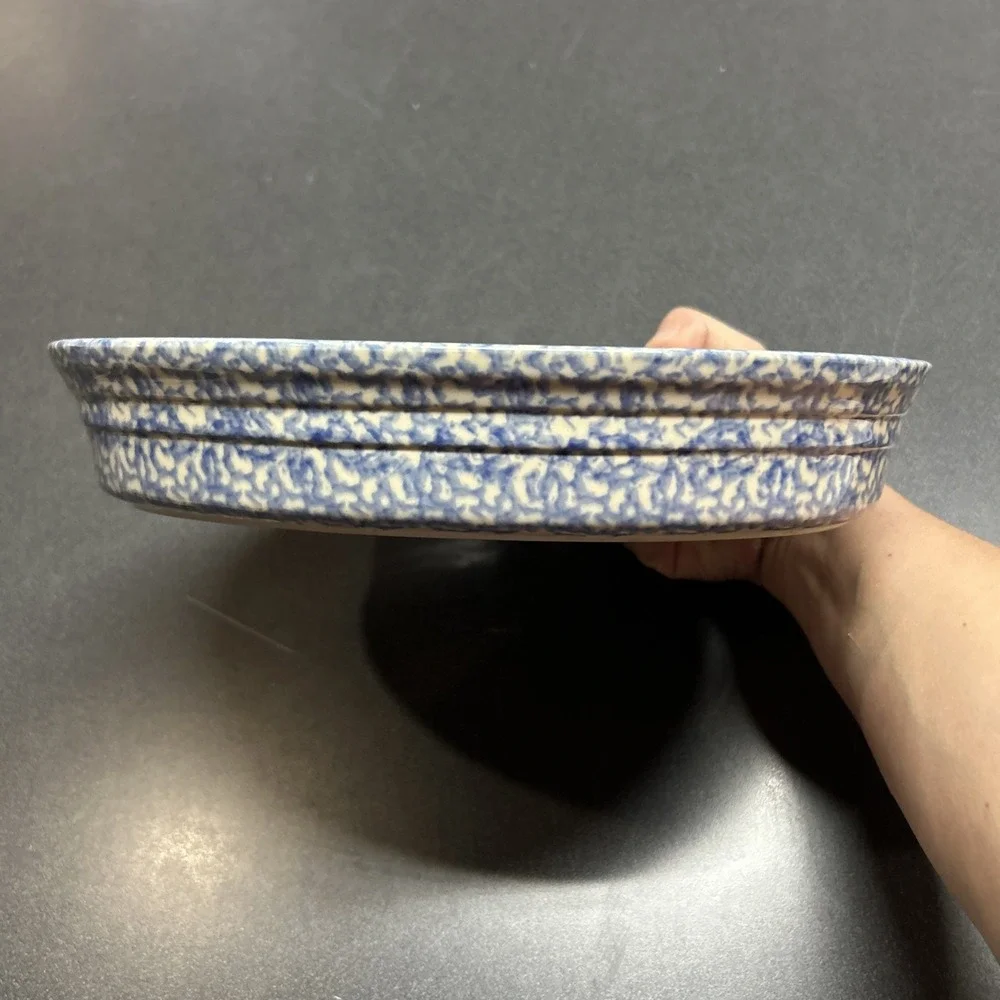 Vintage Henn Roseville Pottery Spongeware Oval Ovenware 10